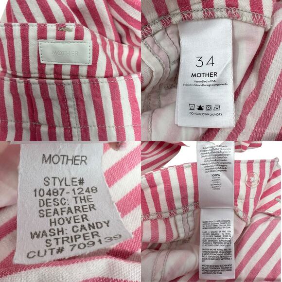 MOTHER (34) The Seafarer Hover Striped Ankle Pants Candy Striper Carpenter - Picture 5 of 11